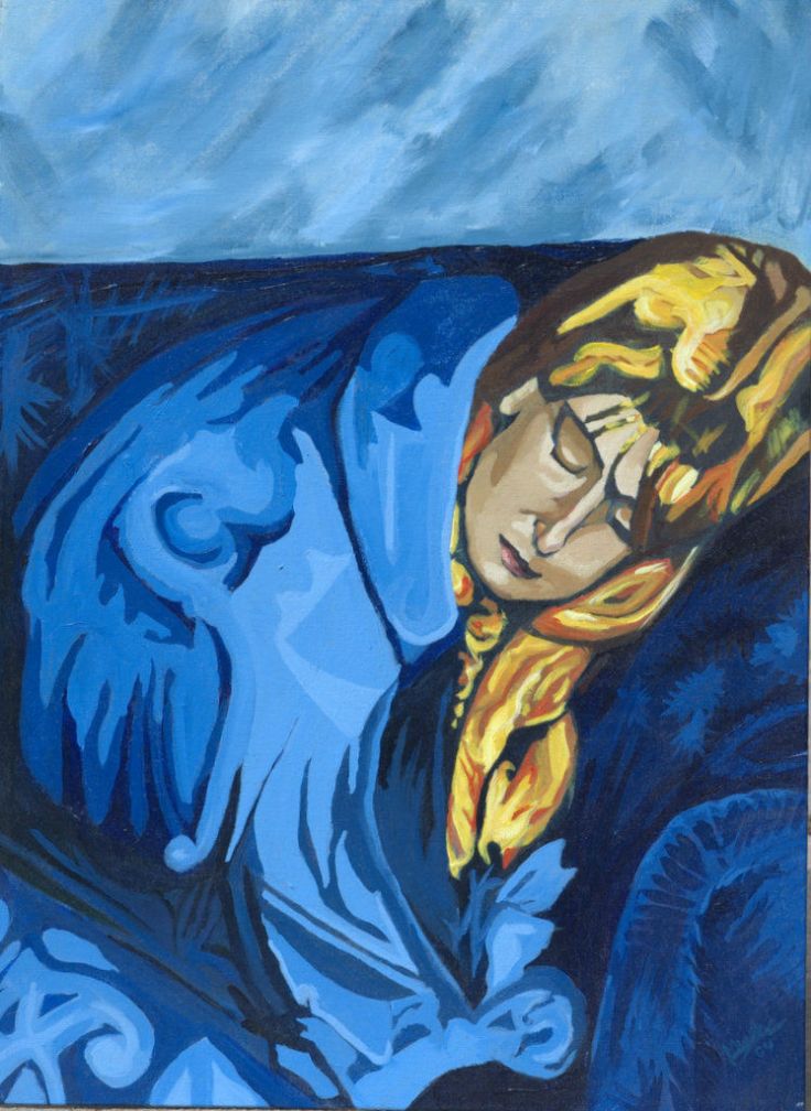 Woman Blonde Blue painting Beauty