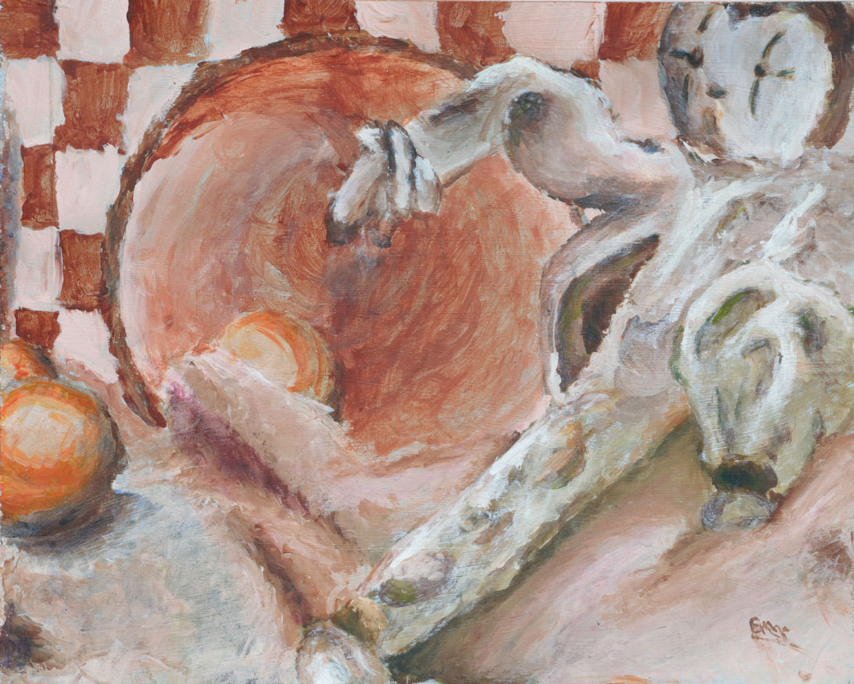 Orange brown clown doll harlequin