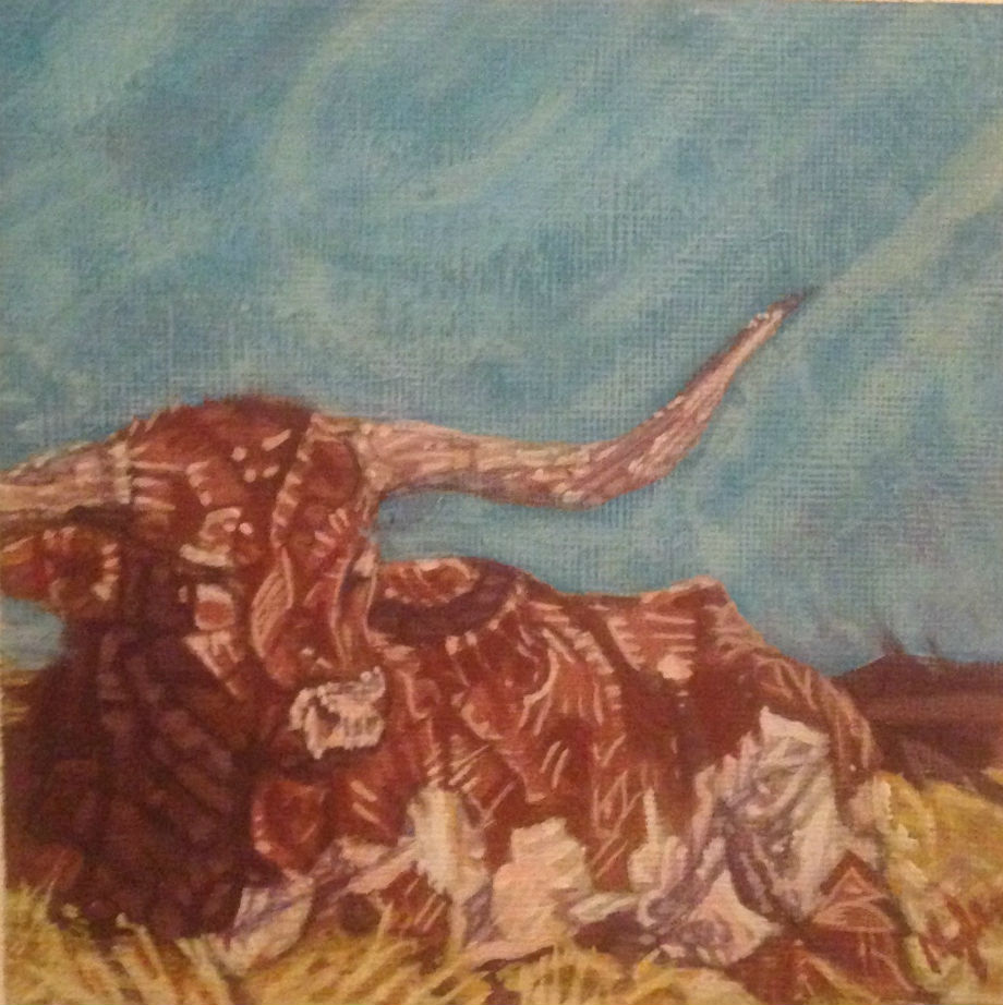 Painting brown cow