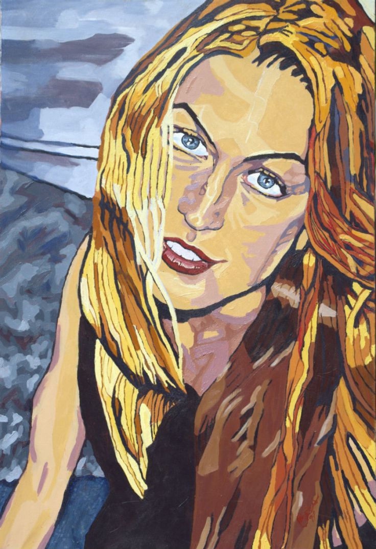 Painting blonde woman grey
